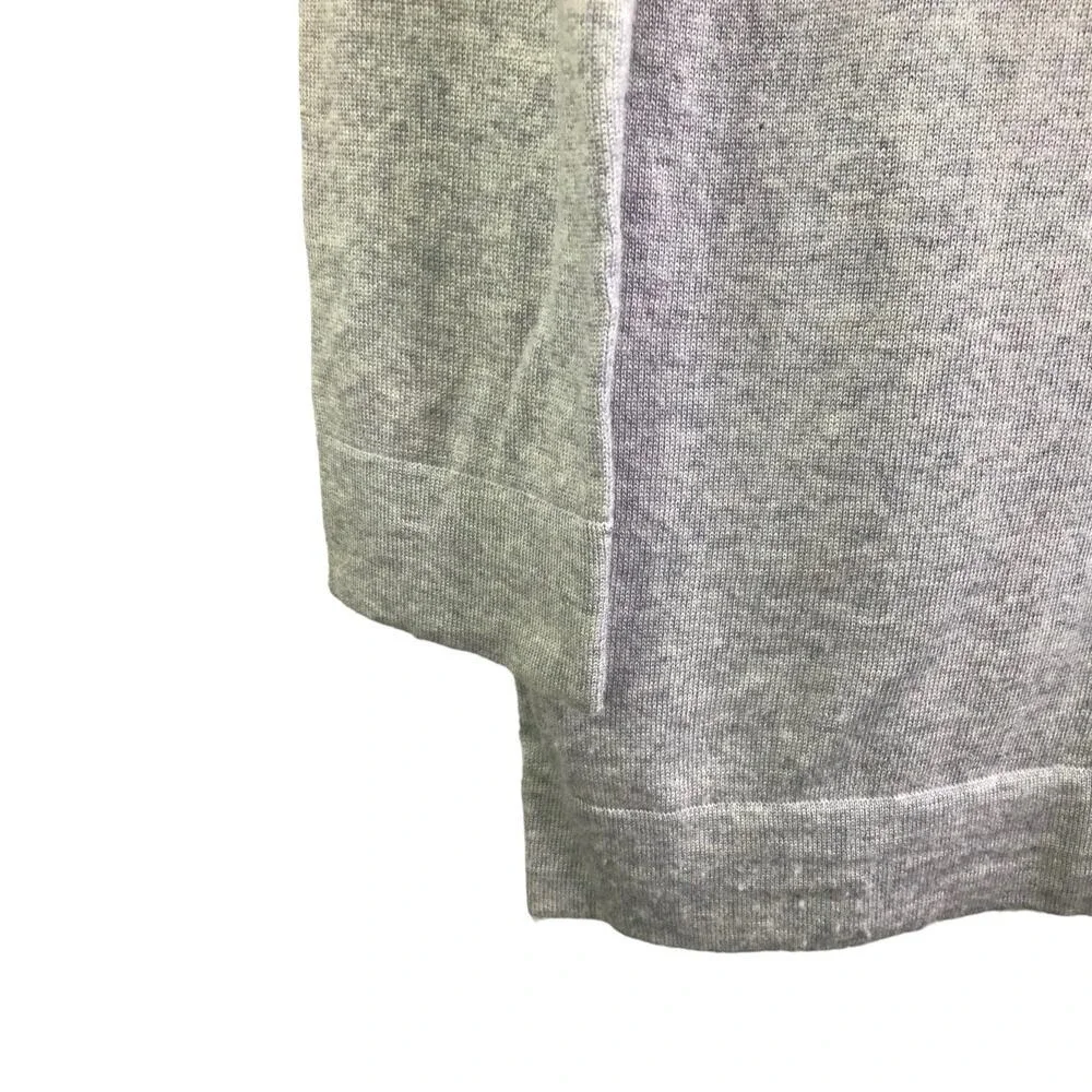 Tory Burch Sweater Womens XS Grey Embellished Split Neck Tunic Crystal Stud Knit
